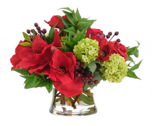 Цветы Amaryllis Rose, красные в стеклянной вазе