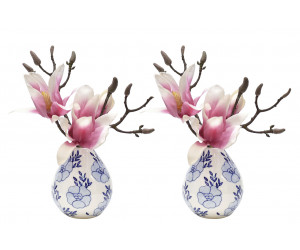 Цветы Magnolia/Set Of 2, Pink, в керамической вазе
