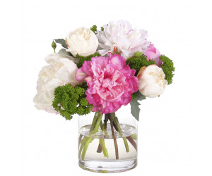 Цветы Peony, Pink Cream, в стеклянной вазе
