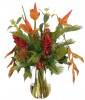 Цветы Protea Banana Flower, Green Orange в стеклянной вазе