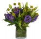 Цветы Hyacinth Tulip, Purple Green, в стеклянном кубе