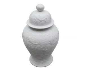Ваза High-White Carved Fish Temple Jar