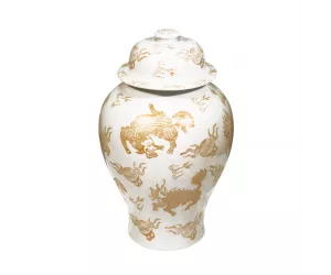 Ваза White Temple Jar Gold Kylin - 18H
