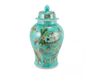 Ваза зеленая Chinoiserie Landscape Temple Jar