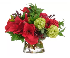 Цветы Amaryllis Rose, красные в стеклянной вазе