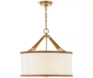 Подвес Broomfield Small Hanging Shade in Natural Brass and Saddle Leather