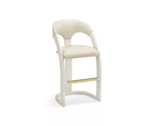 Барный стул Delia Bar Stool-Antique White-Milk Leather