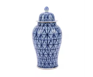 Ваза Чесс Гридс Темпл Джар (Chess Grids Temple Jar, бело-голубая фарфоровая)