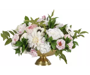 Цветы Роза и Анемон (Rose Anemone, кремово-розовые), в чаше на ножке