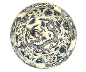 Декоративная тарелка Блю энд Уайт Дабл Драгон Мотиф (Blue & White W Dragon Mortif)