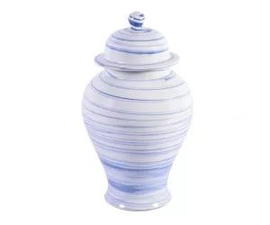 Ваза Керамическая Блу Энд Уайт Марблд Темпл Джар (Blue & White Marbleized Temple Jar), маленькая