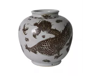 Ваза керамическая Расти Браун Дрэгон Опен Топ Джар (Rusty Brown Dragon Open Top Jar)