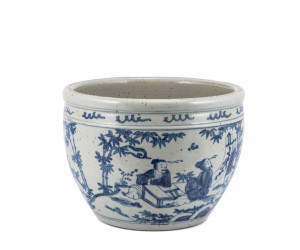 Ваза бело-голубая фарфоровая Pot With Seven Sages of Bamboo Groove