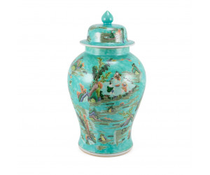 Ваза зеленая Chinoiserie Landscape Temple Jar